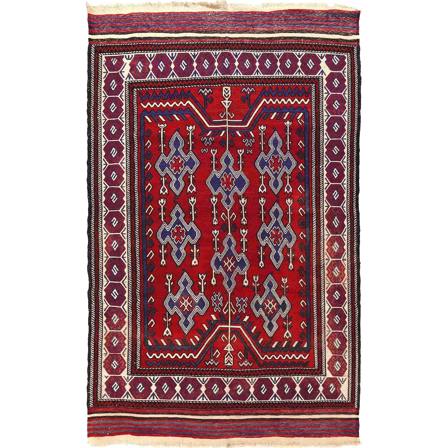 Saghari Kilim Area Rug Handmade Multi Floral 5x8 ft