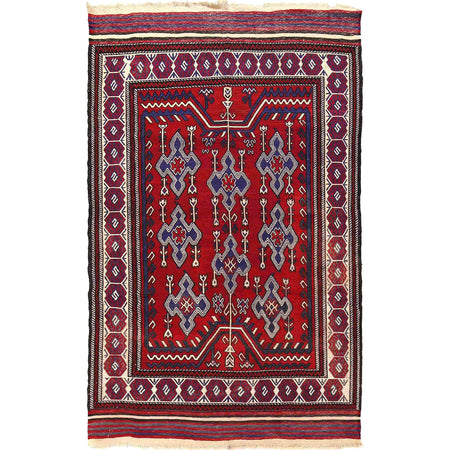 Saghari Kilim Area Rug Handmade Multi Floral 5x8 ft
