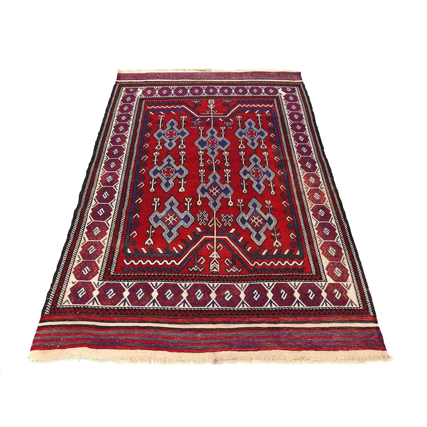 Saghari Kilim Area Rug Handmade Multi Floral 5x8 ft