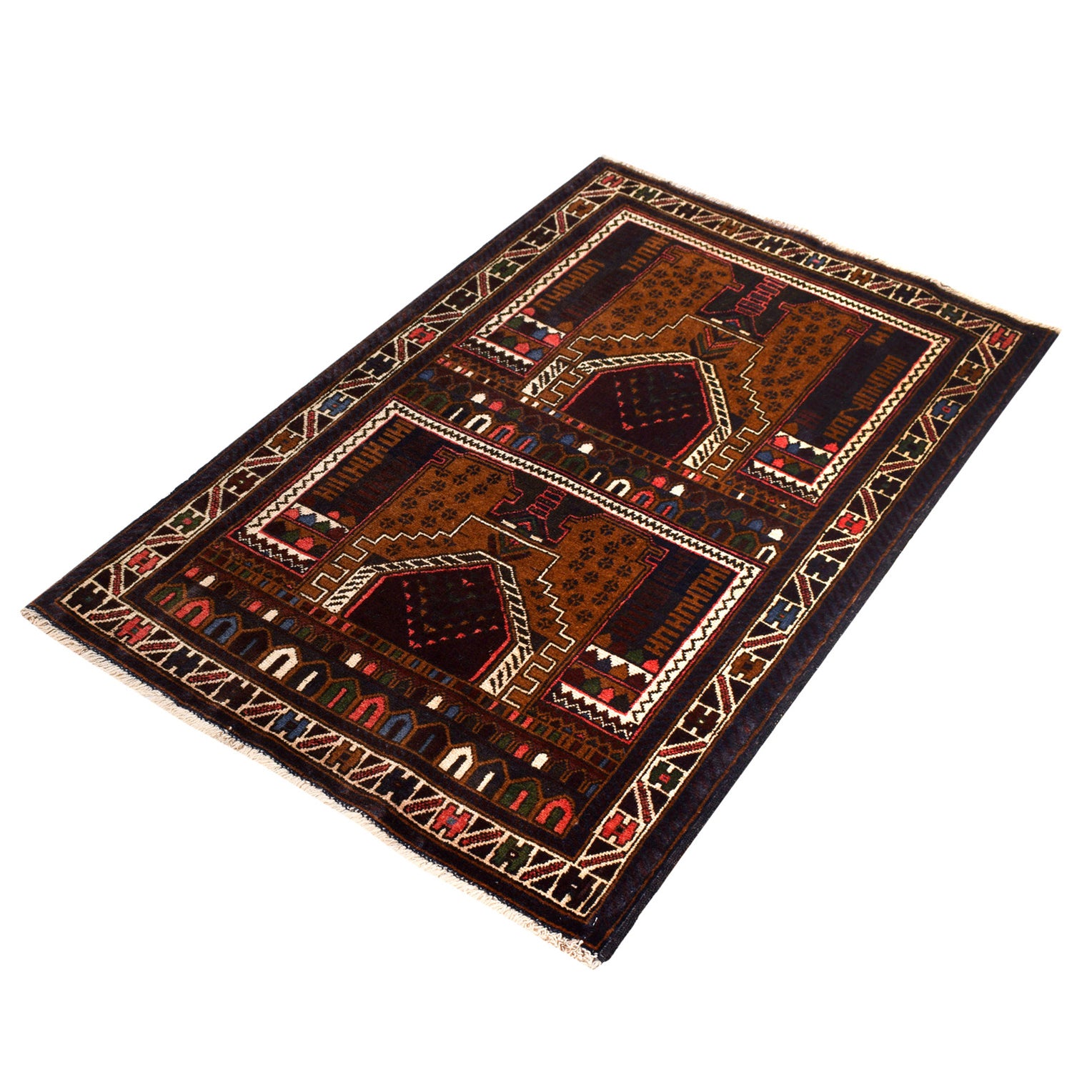 Baluchi Rug Handmade Multi Prayer Design 3x5 ft