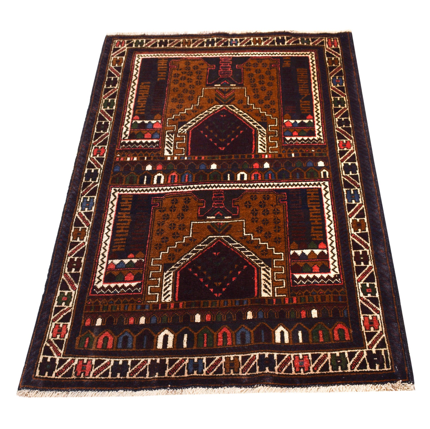 Baluchi Rug Handmade Multi Prayer Design 3x5 ft