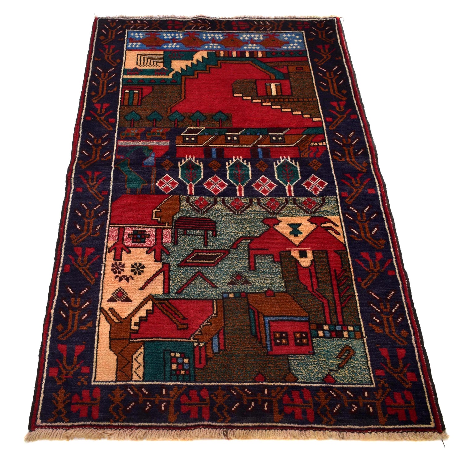 Pictorial Rug Handmade Multi Design