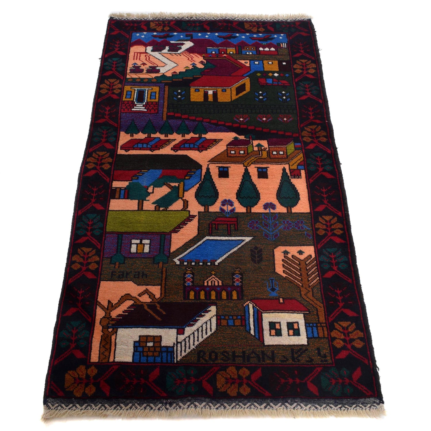 Pictorial Rug Handmade Multi Design