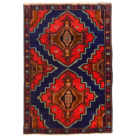 Baluchi Rug Handmade Multi Geometric 4x6 ft