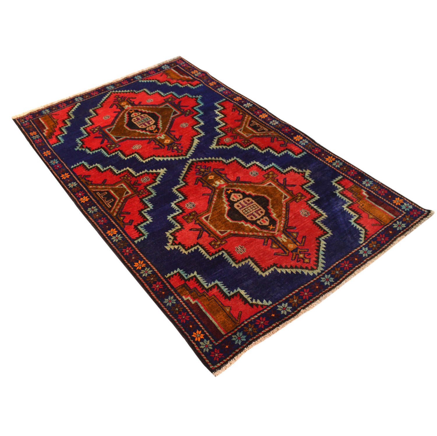 Baluchi Rug Handmade Multi Geometric 4x6 ft