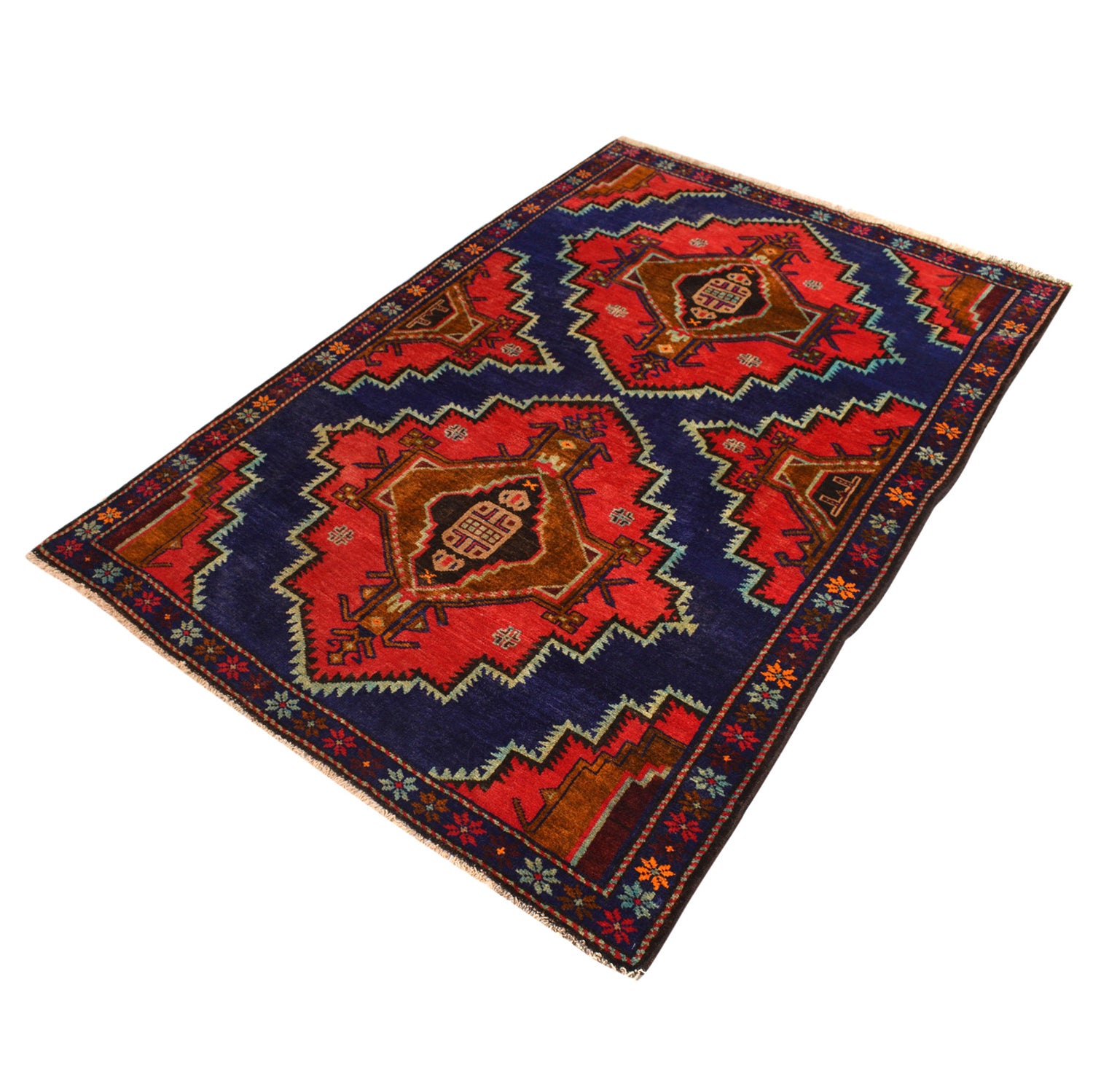 Baluchi Rug Handmade Multi Geometric 4x6 ft