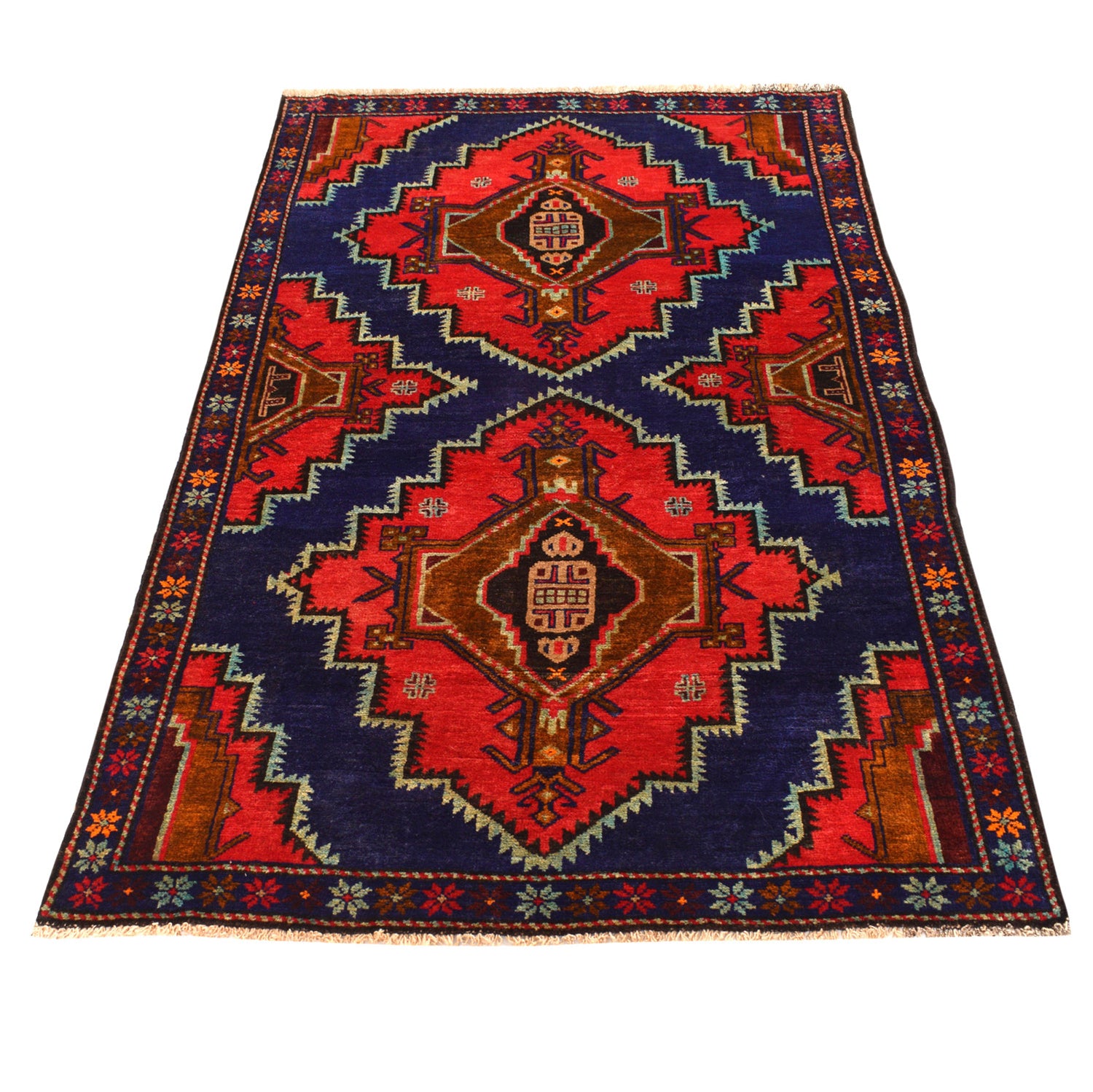 Baluchi Rug Handmade Multi Geometric 4x6 ft
