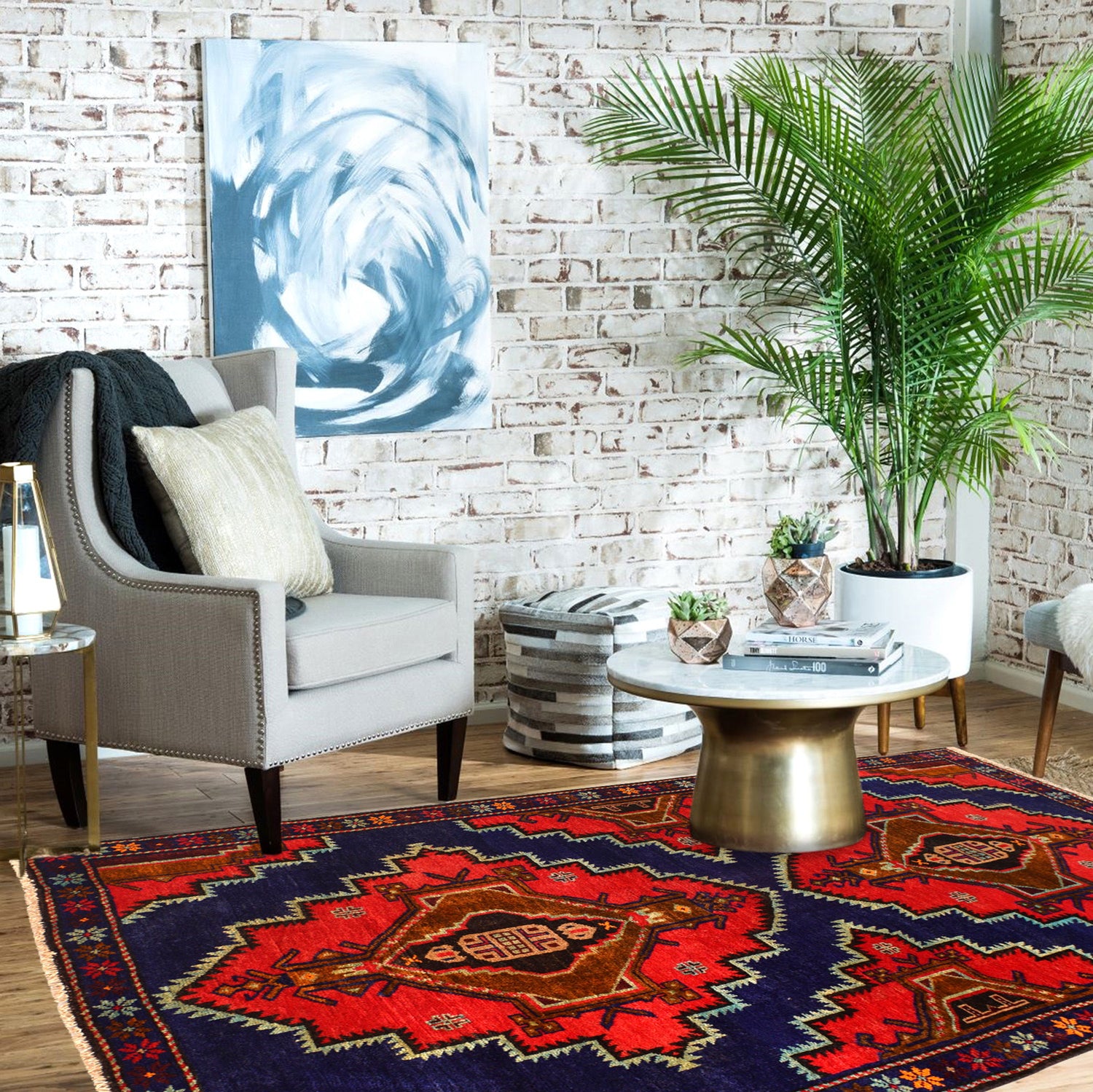 Baluchi Rug Handmade Multi Geometric 4x6 ft