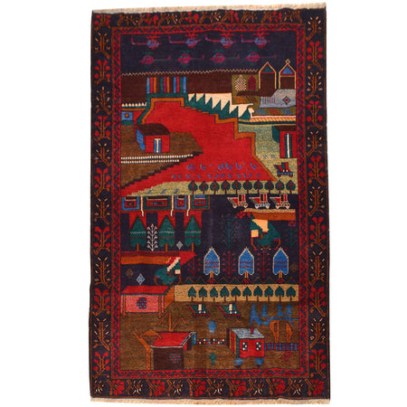 Pictorial Rug Handmade Multi Design