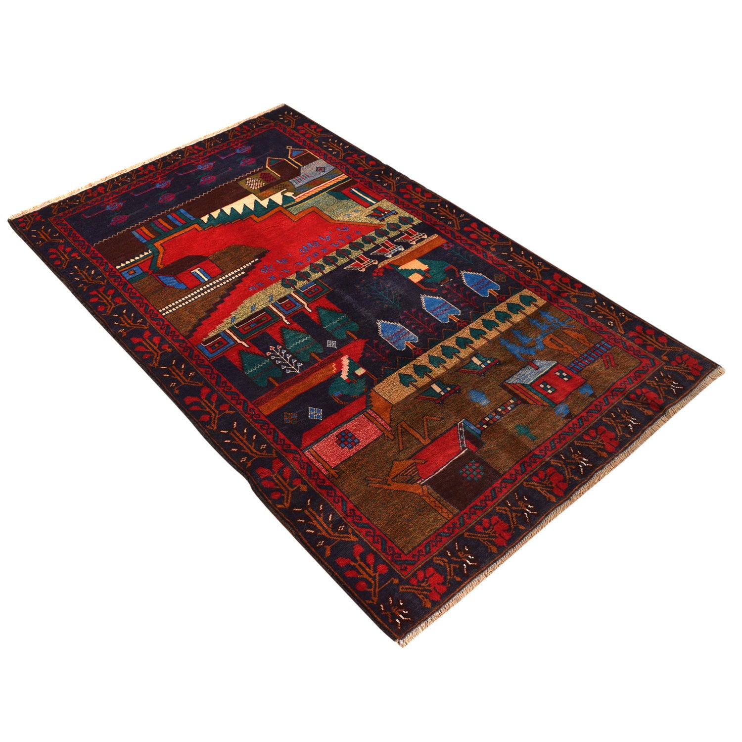 Pictorial Rug Handmade Multi Design