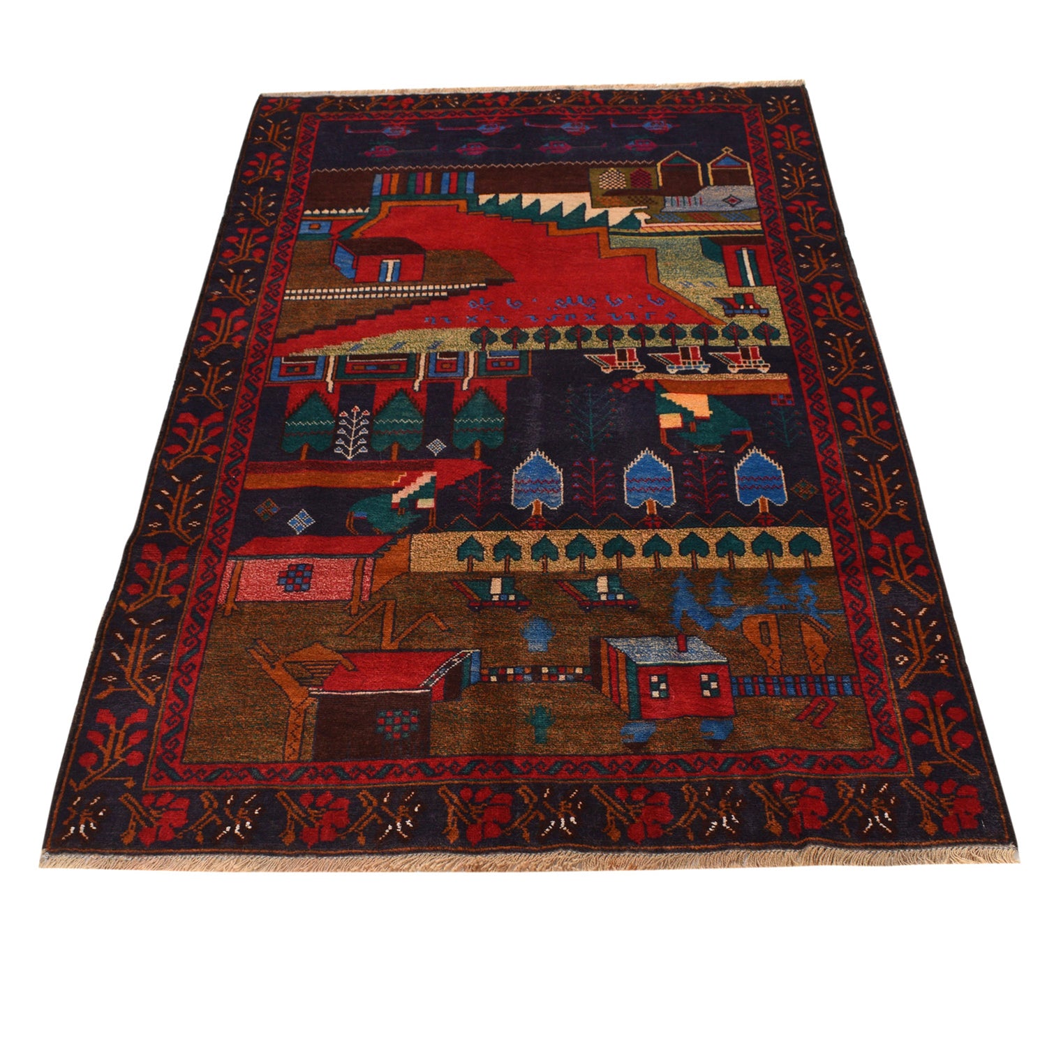 Pictorial Rug Handmade Multi Design