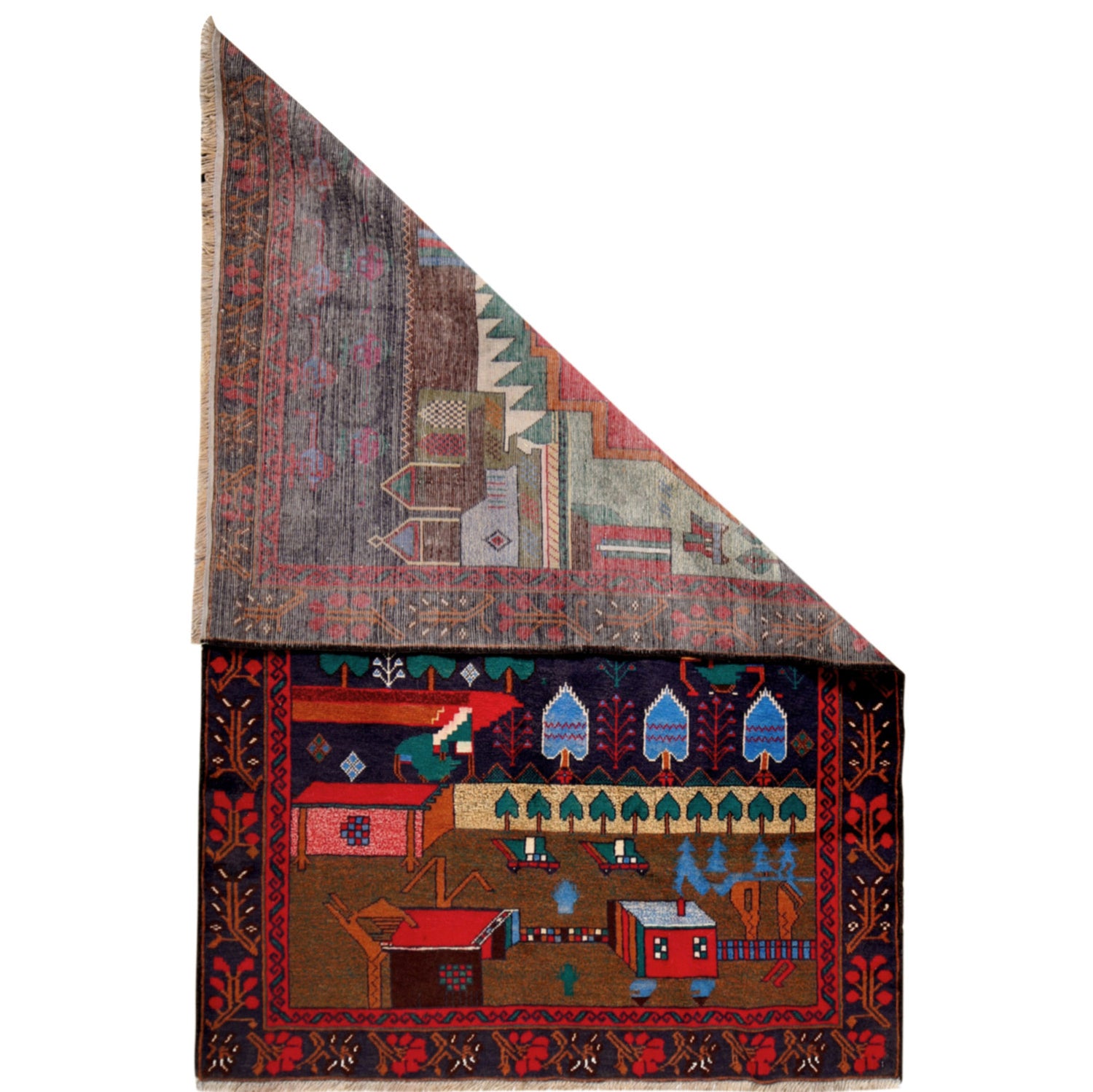 Pictorial Rug Handmade Multi Design