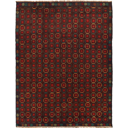 Kohistani Area Rug Handmade Dark Brown Floral 5x8 ft