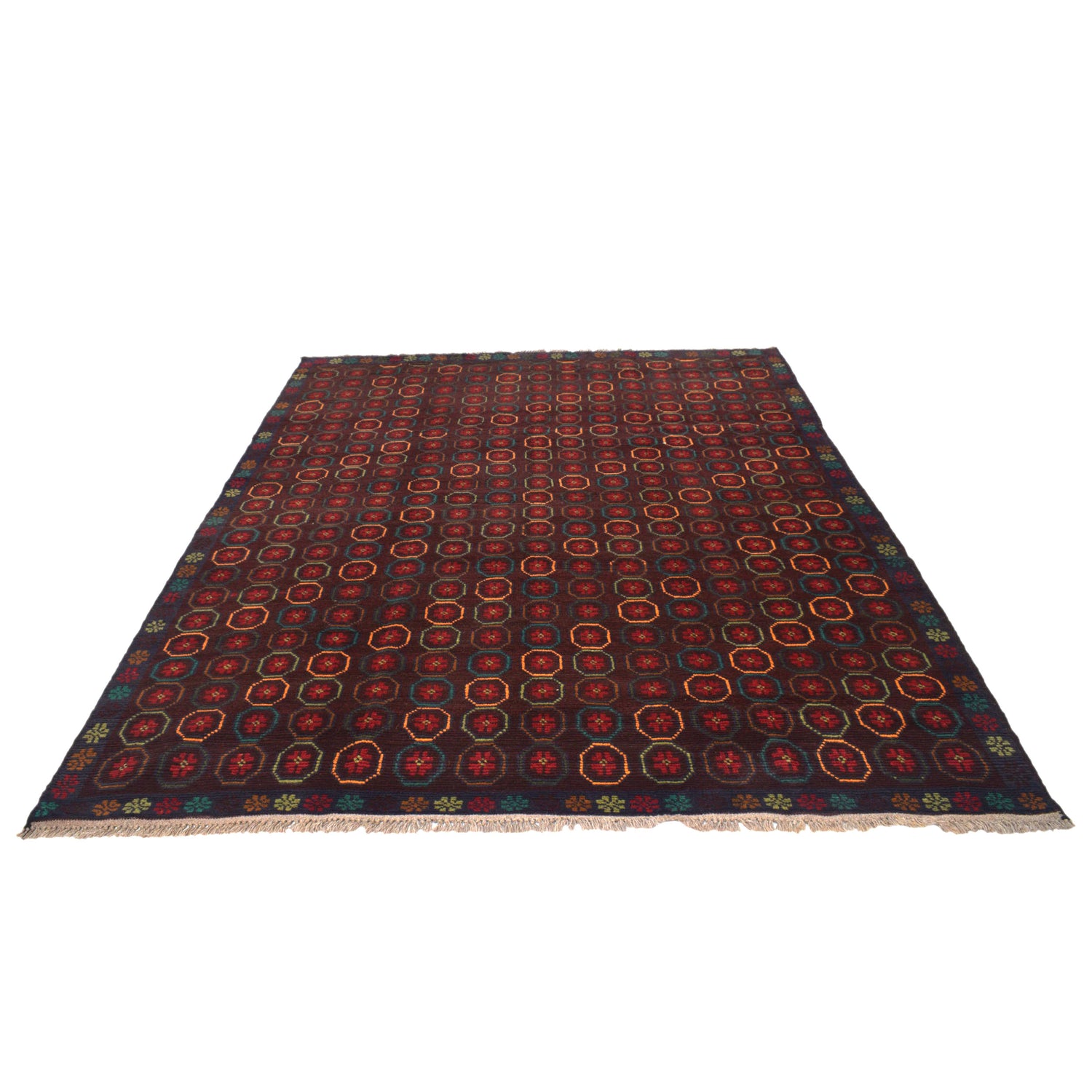 Kohistani Area Rug Handmade Dark Brown Floral 5x8 ft