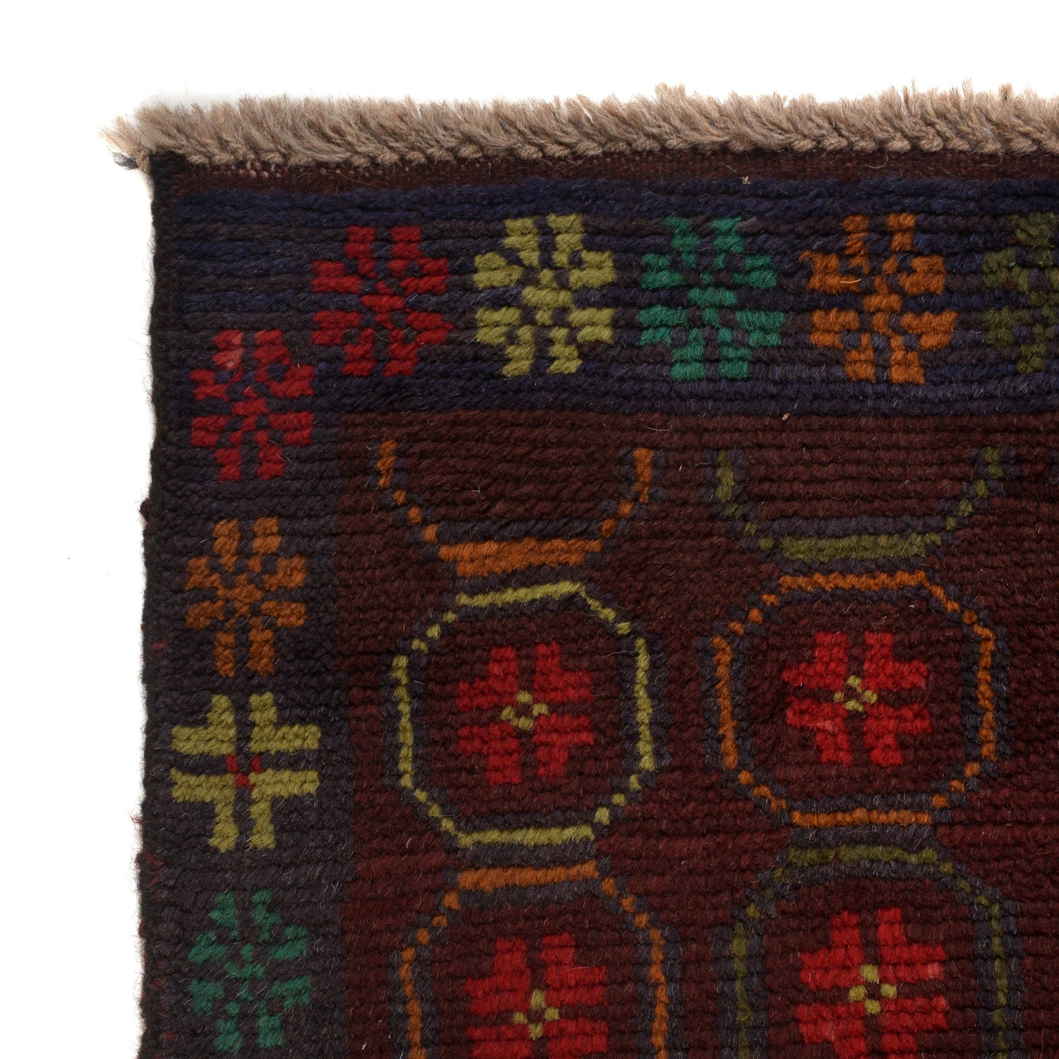 Kohistani Area Rug Handmade Dark Brown Floral 5x8 ft