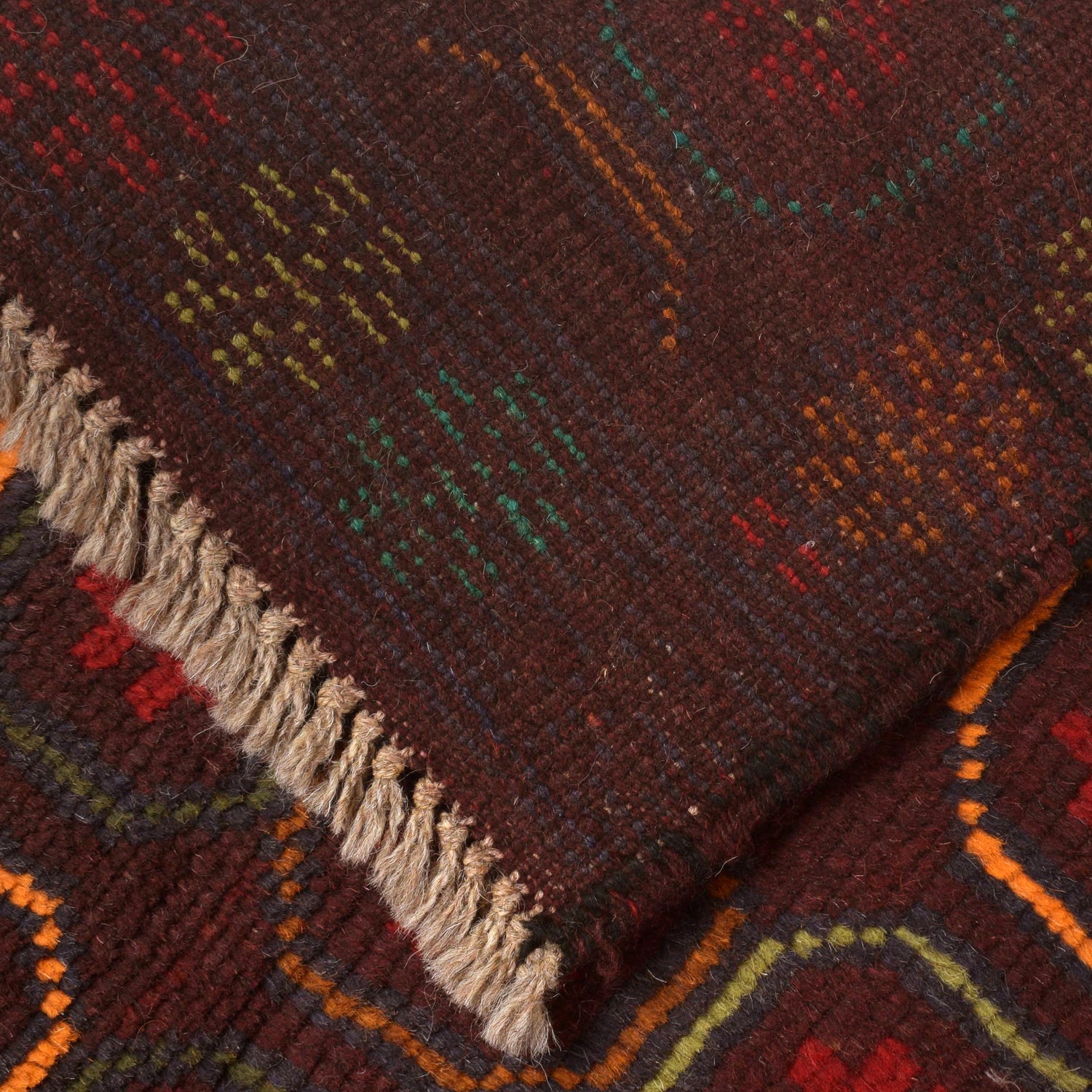 Kohistani Area Rug Handmade Dark Brown Floral 5x8 ft