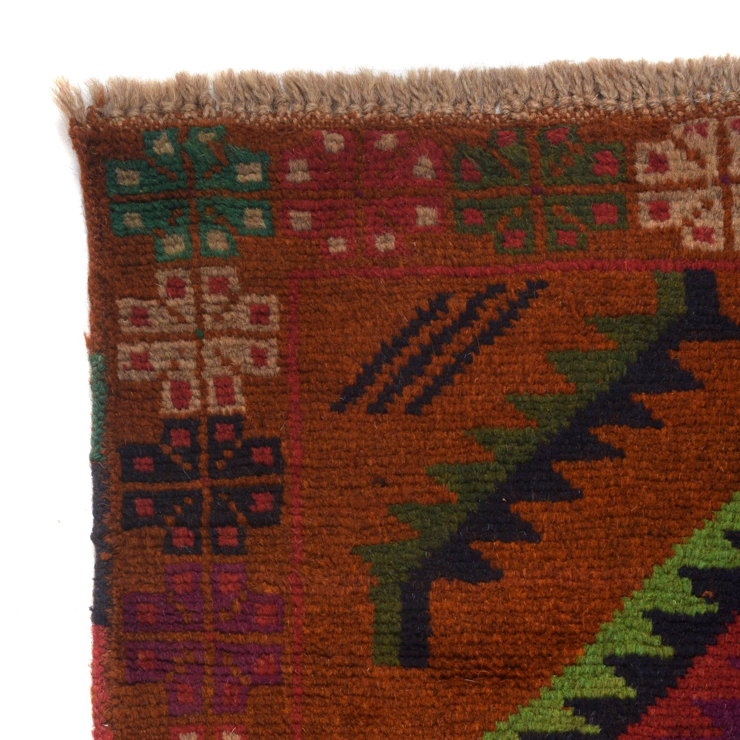 Kohistani Area Rug Handmade Rich Burnt Orange Geometric 5x8