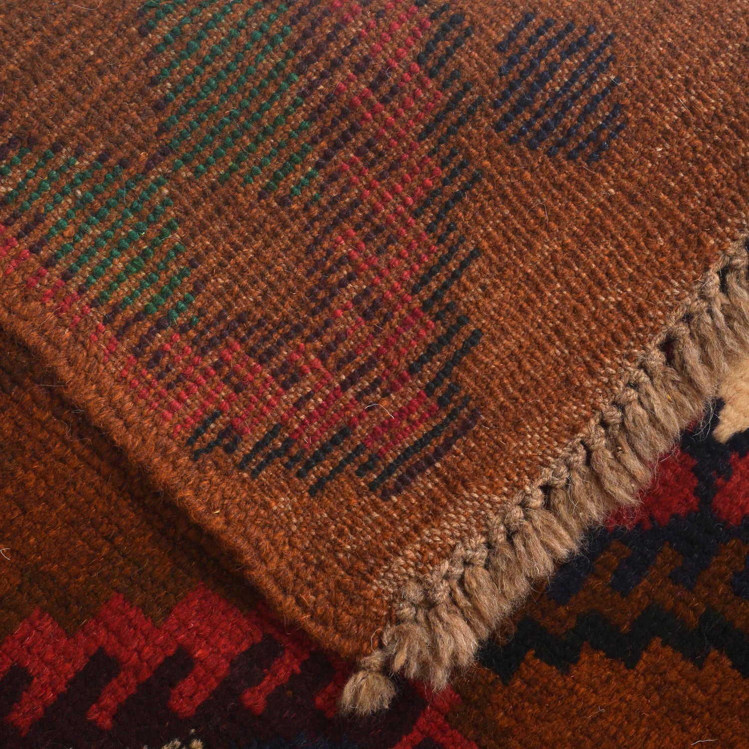 Kohistani Area Rug Handmade Warm Brown Geometric 5x8 ft