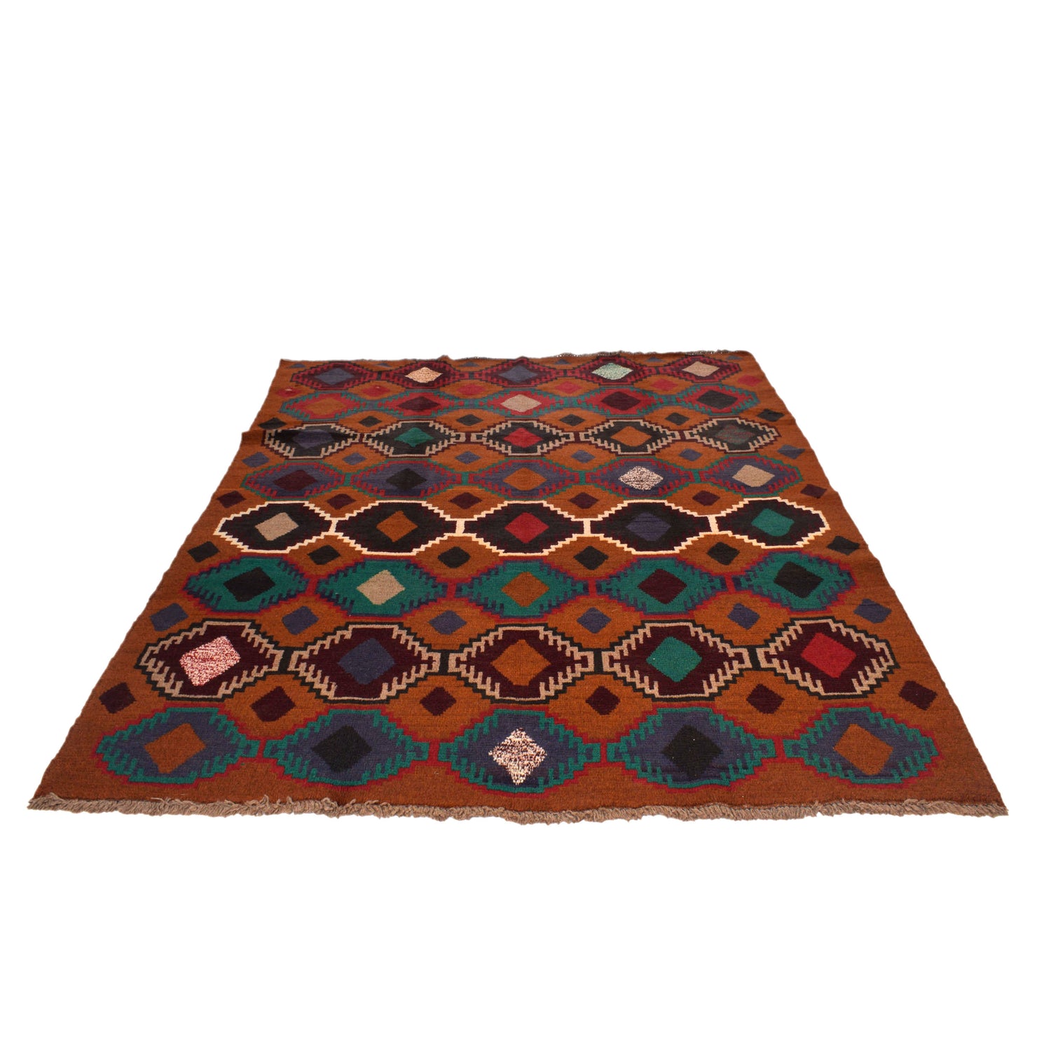 Kohistani Area Rug Handmade Warm Brown Geometric 5x8 ft