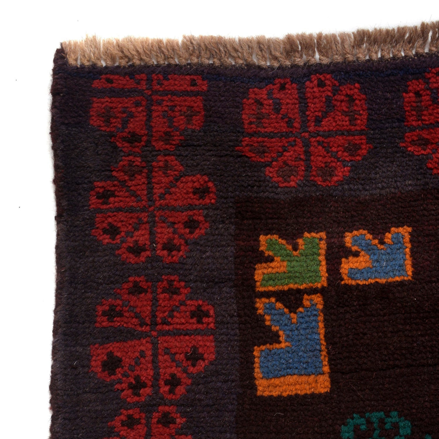 Kohistani Area Rug Handmade Dark Brown Floral 5x8 ft