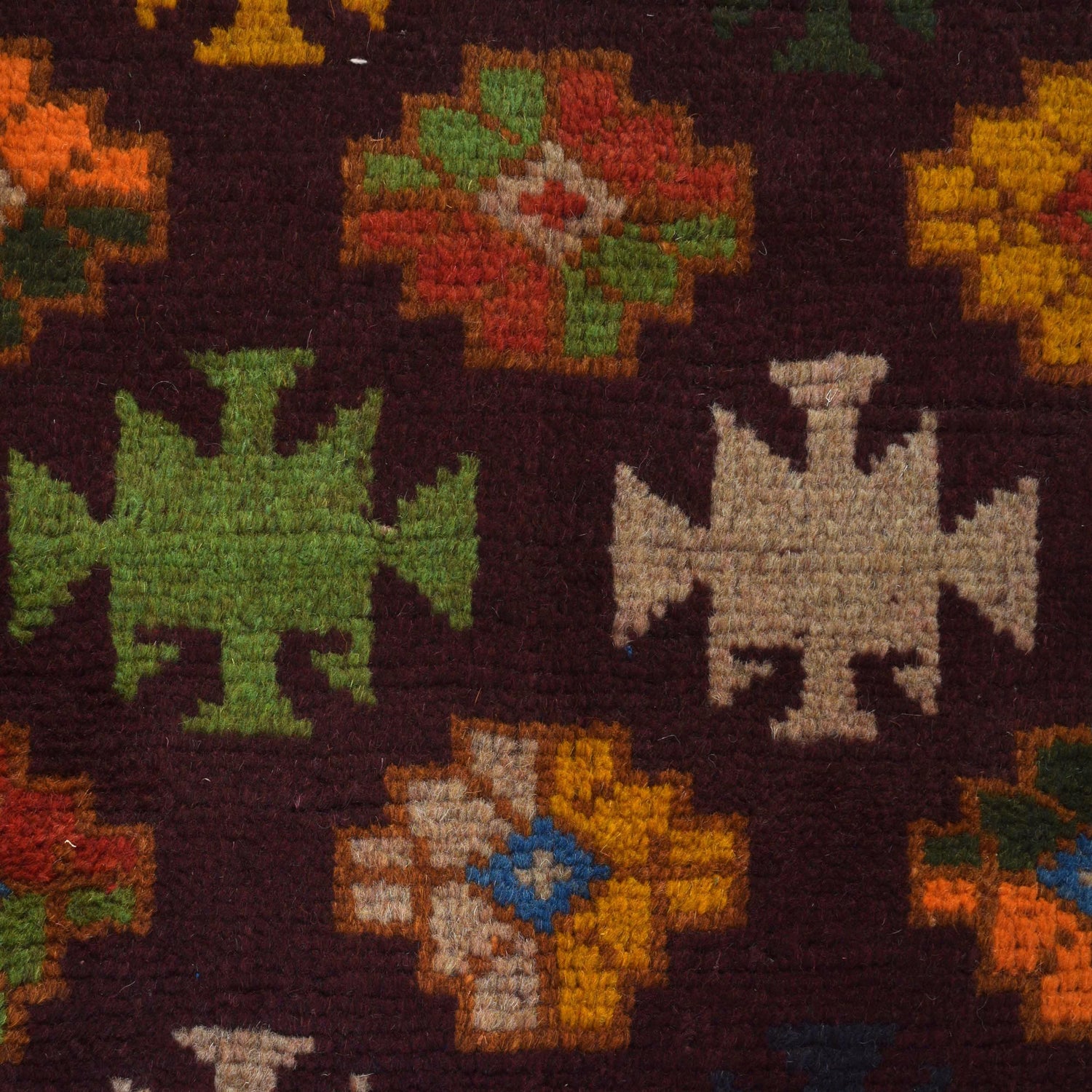 Kohistani Area Rug Handmade Dark Brown Floral 5x8 ft