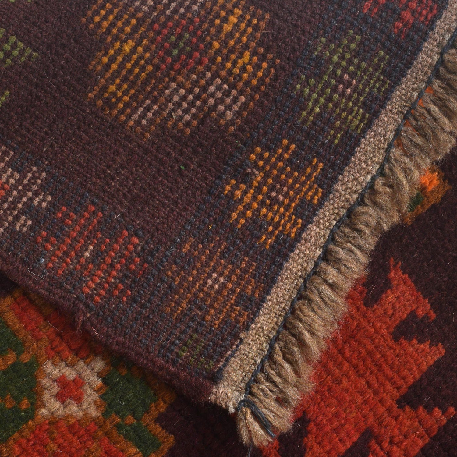 Kohistani Area Rug Handmade Dark Brown Floral 5x8 ft