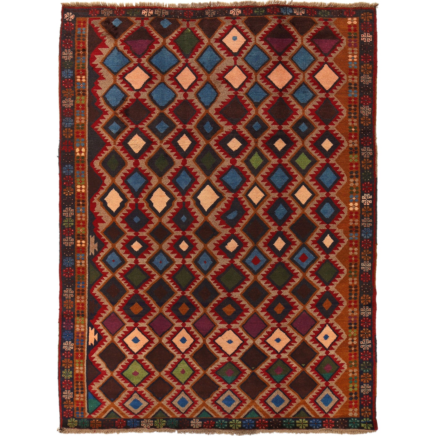 Kohistani Area Rug Handmade Multi Geometric 5x8 ft