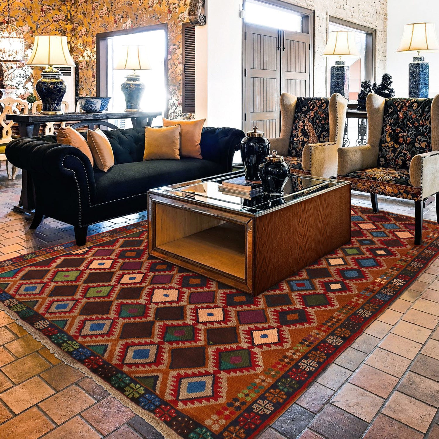 Kohistani Area Rug Handmade Multi Geometric 5x8 ft