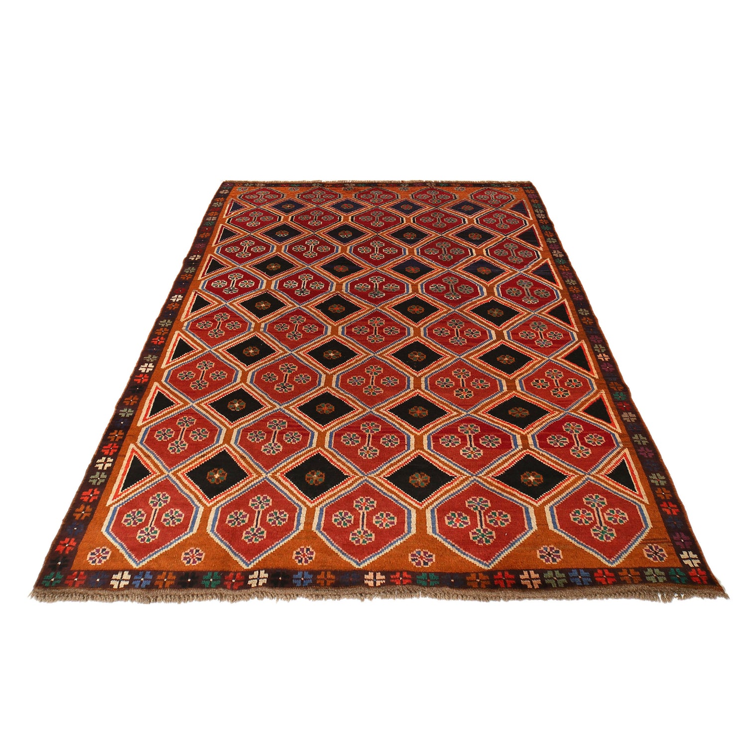 Kohistani Area Rug Handmade Orange Geometric 5x8 ft