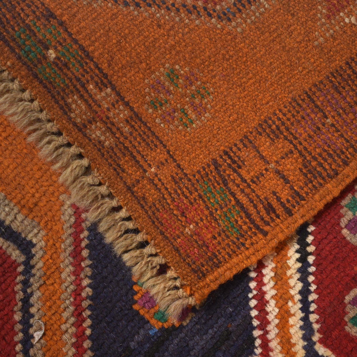 Kohistani Area Rug Handmade Orange Geometric 5x8 ft