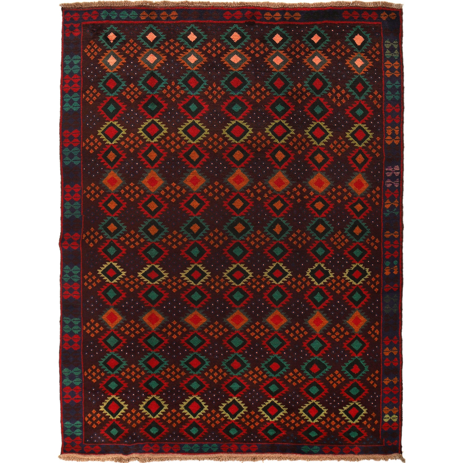Kohistani Area Rug Handmade Multi Geometric 5x8 ft