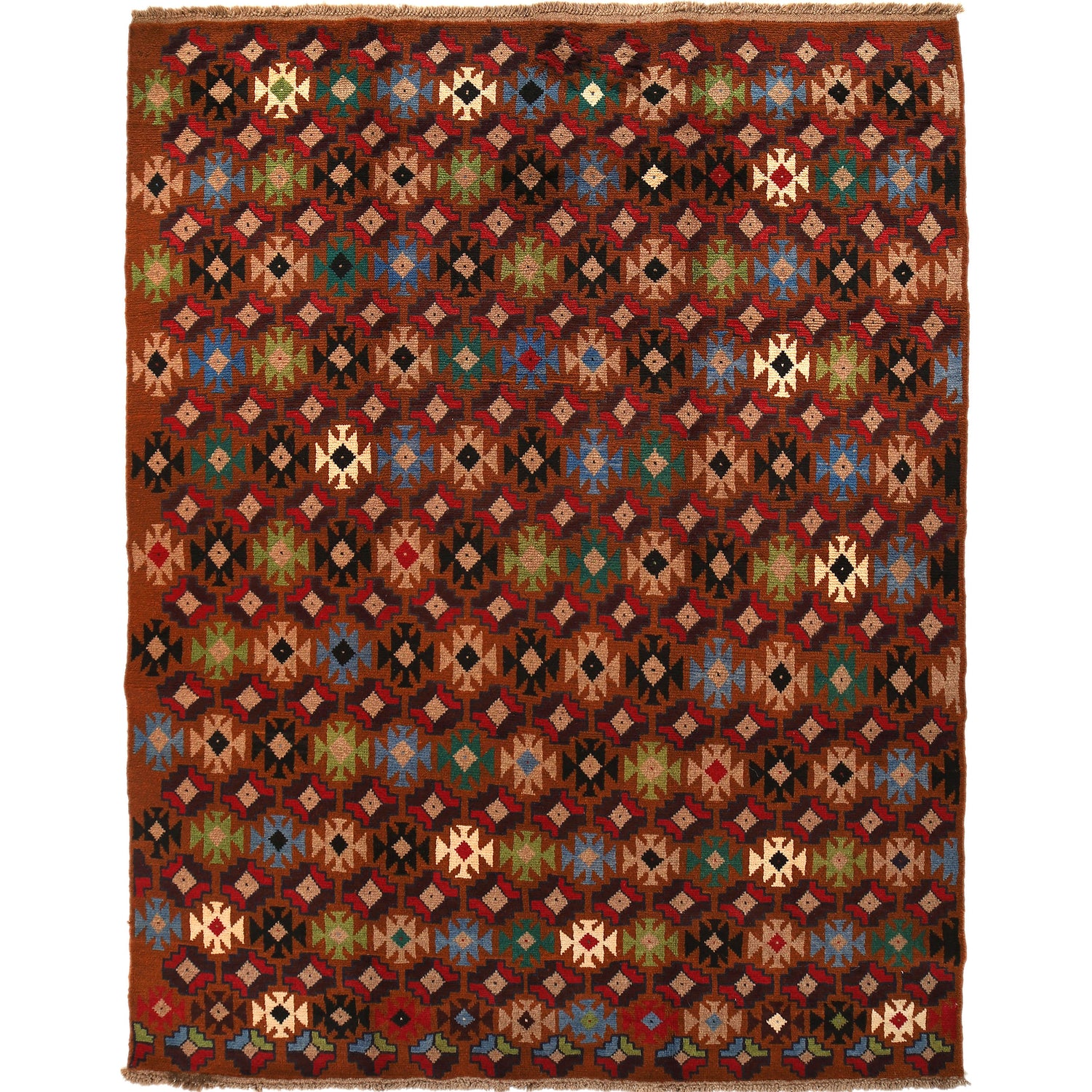 Kohistani Area Rug Handmade Light Brown Geometric 5x8 ft