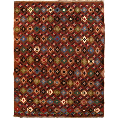 Kohistani Area Rug Handmade Light Brown Geometric 5x8 ft
