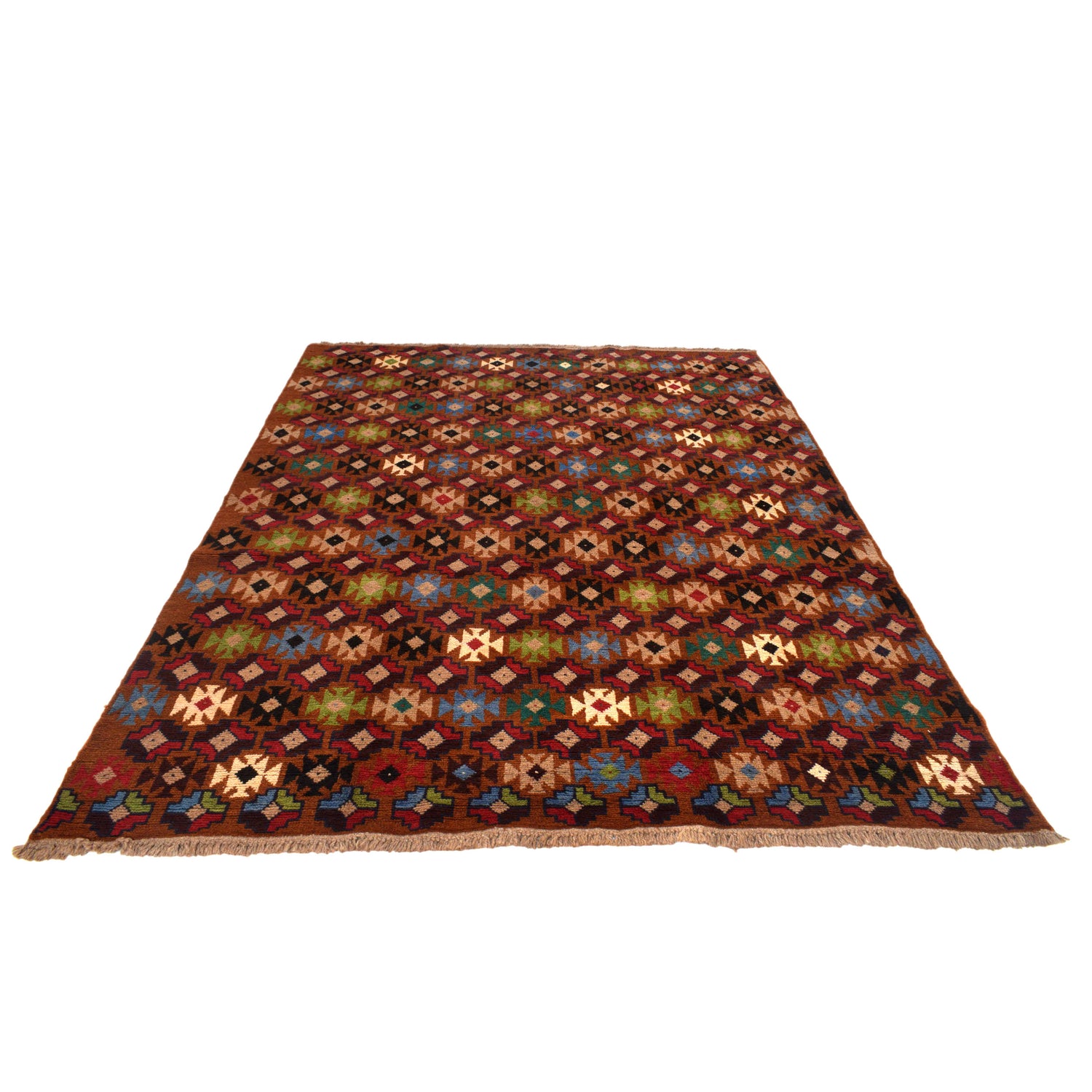 Kohistani Area Rug Handmade Light Brown Geometric 5x8 ft