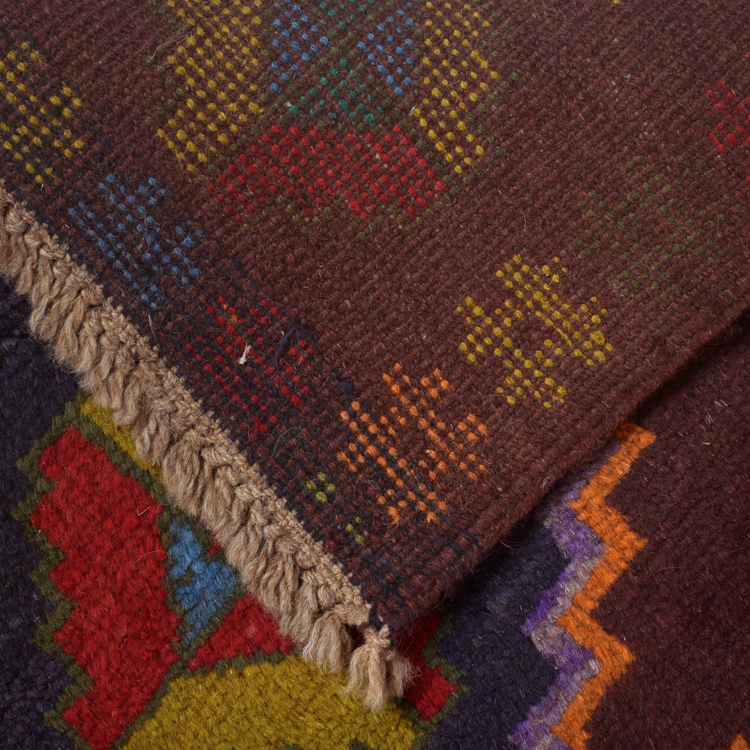 Kohistani Area Rug Handmade Brown Geometric 5x8 ft