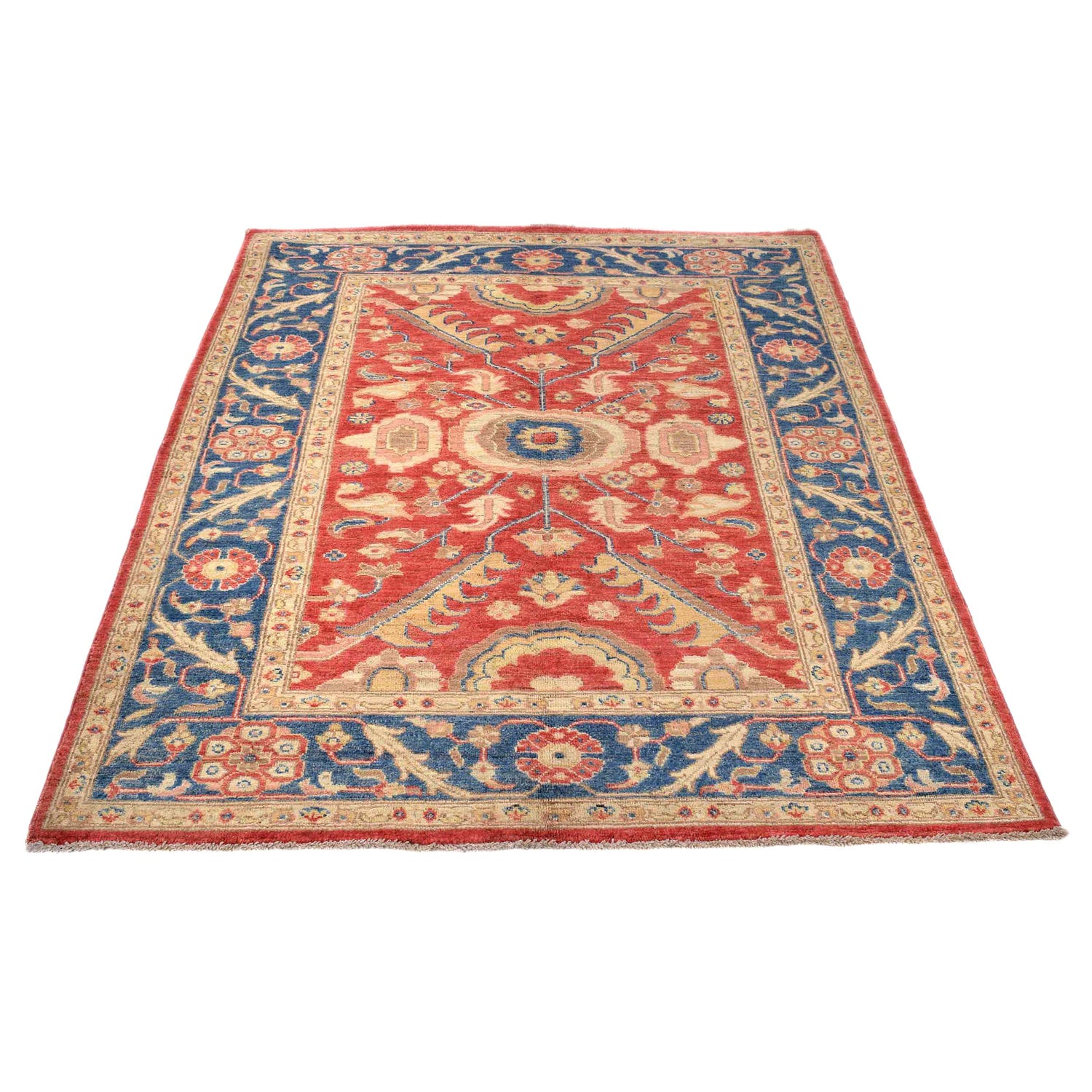 Heriz Area Rug Handmade Red Medallion 4x6 ft