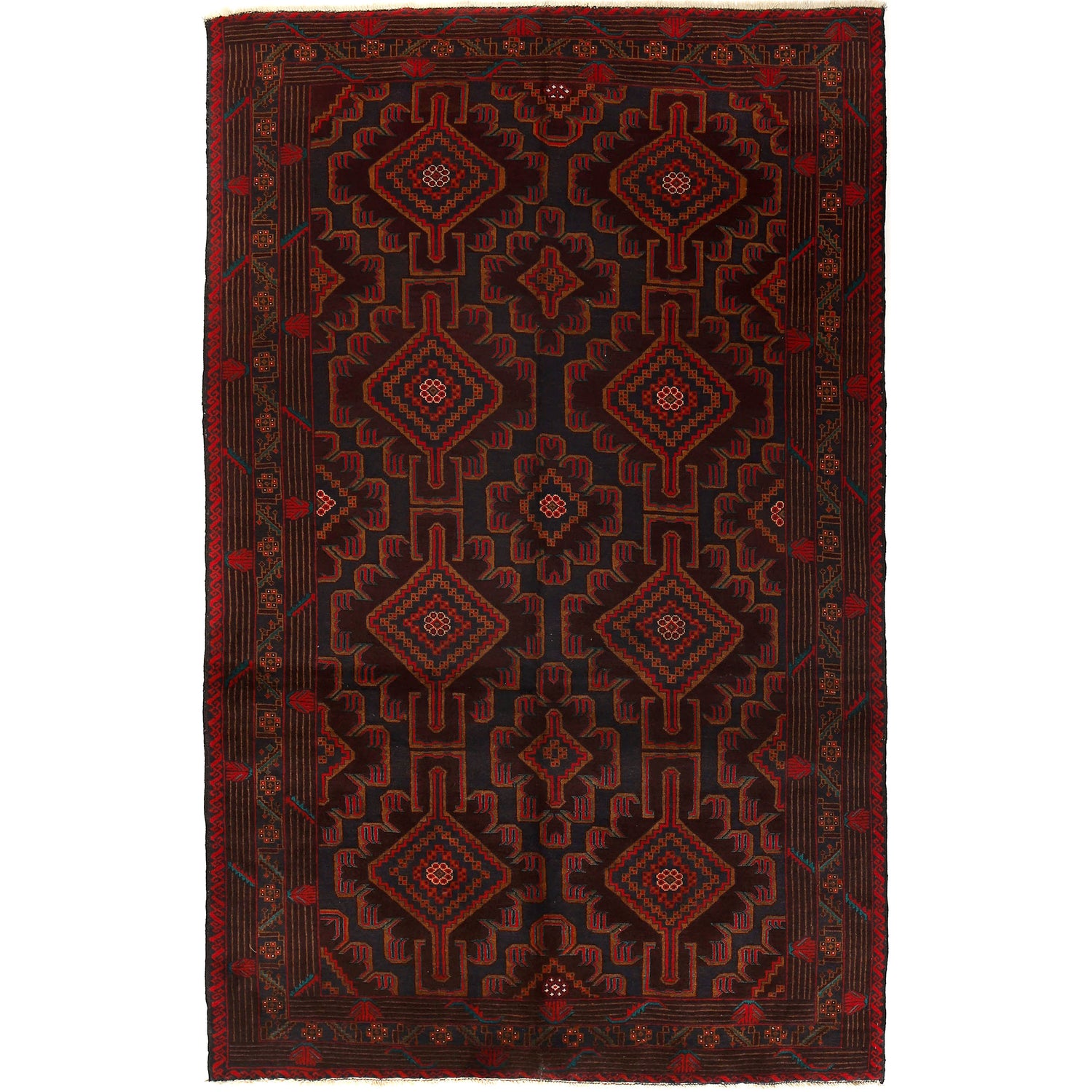 Baluchi Rug Handmade Multi Geometric 7x10 ft
