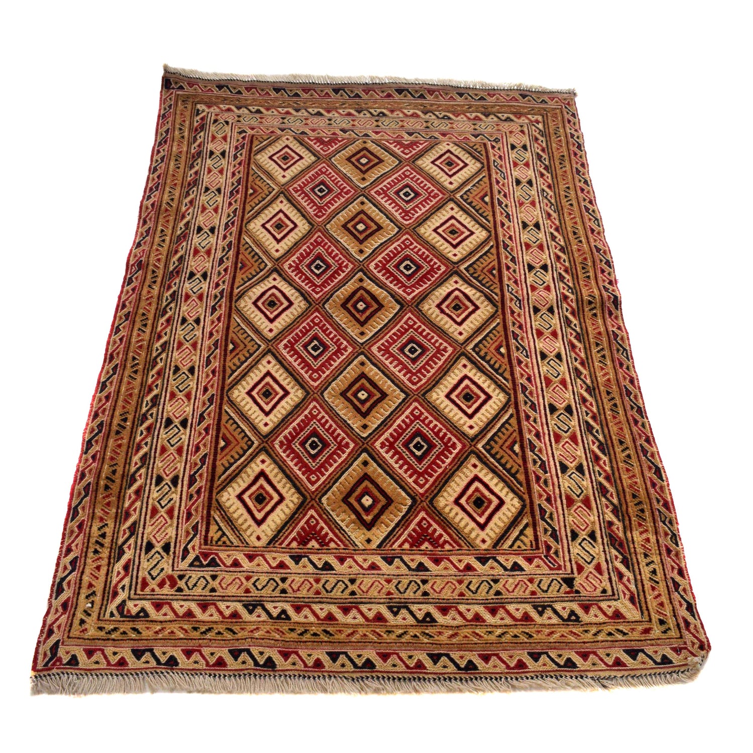 Nakhunak Kilim Area Rug Handmade Multi Geometric 2x4 ft