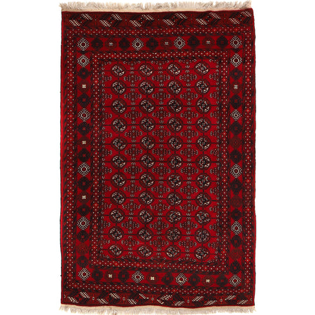 Bokhara Rug Handmade Vibrant Red Medallion 4x6 ft