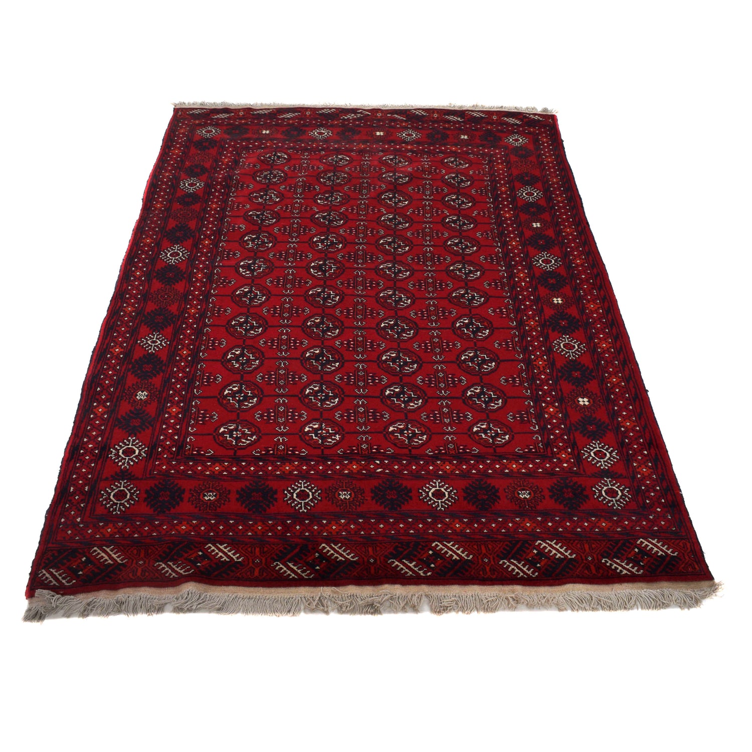 Bokhara Rug Handmade Vibrant Red Medallion 4x6 ft