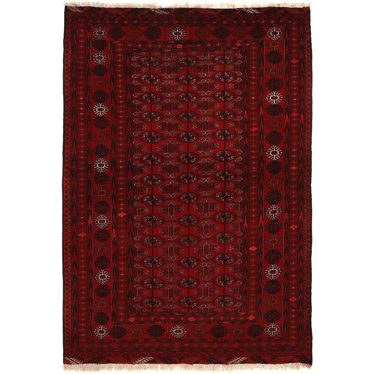 Bokhara Rug Handmade Vibrant Red Medallion 4x6 ft