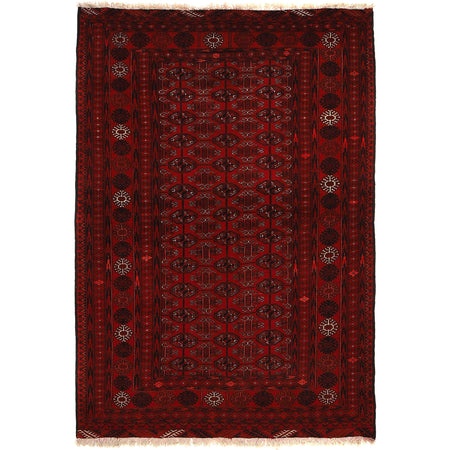 Bokhara Rug Handmade Vibrant Red Medallion 4x6 ft