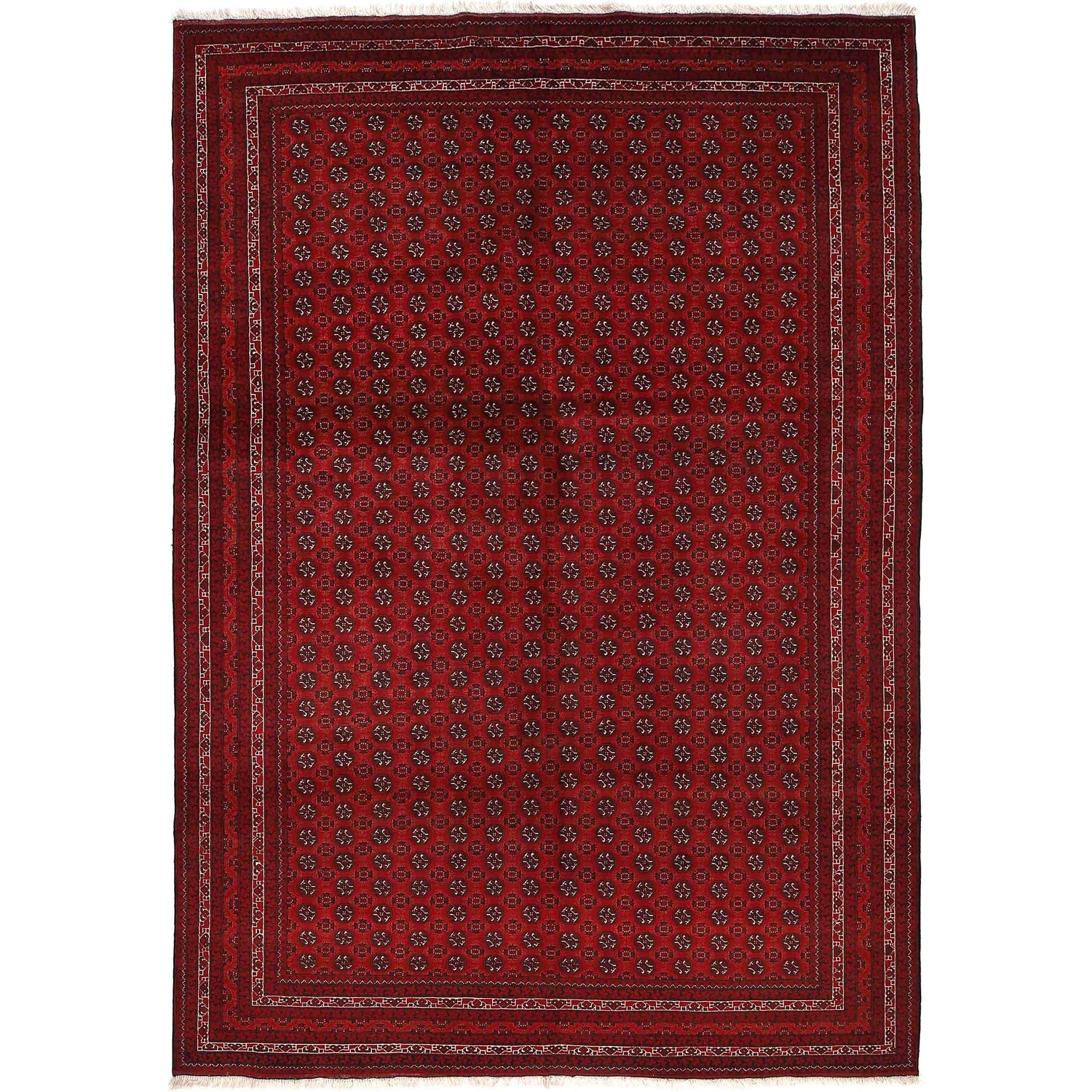 Khoja Roshnai Area Rug Handmade Deep Red Floral 7x10 ft