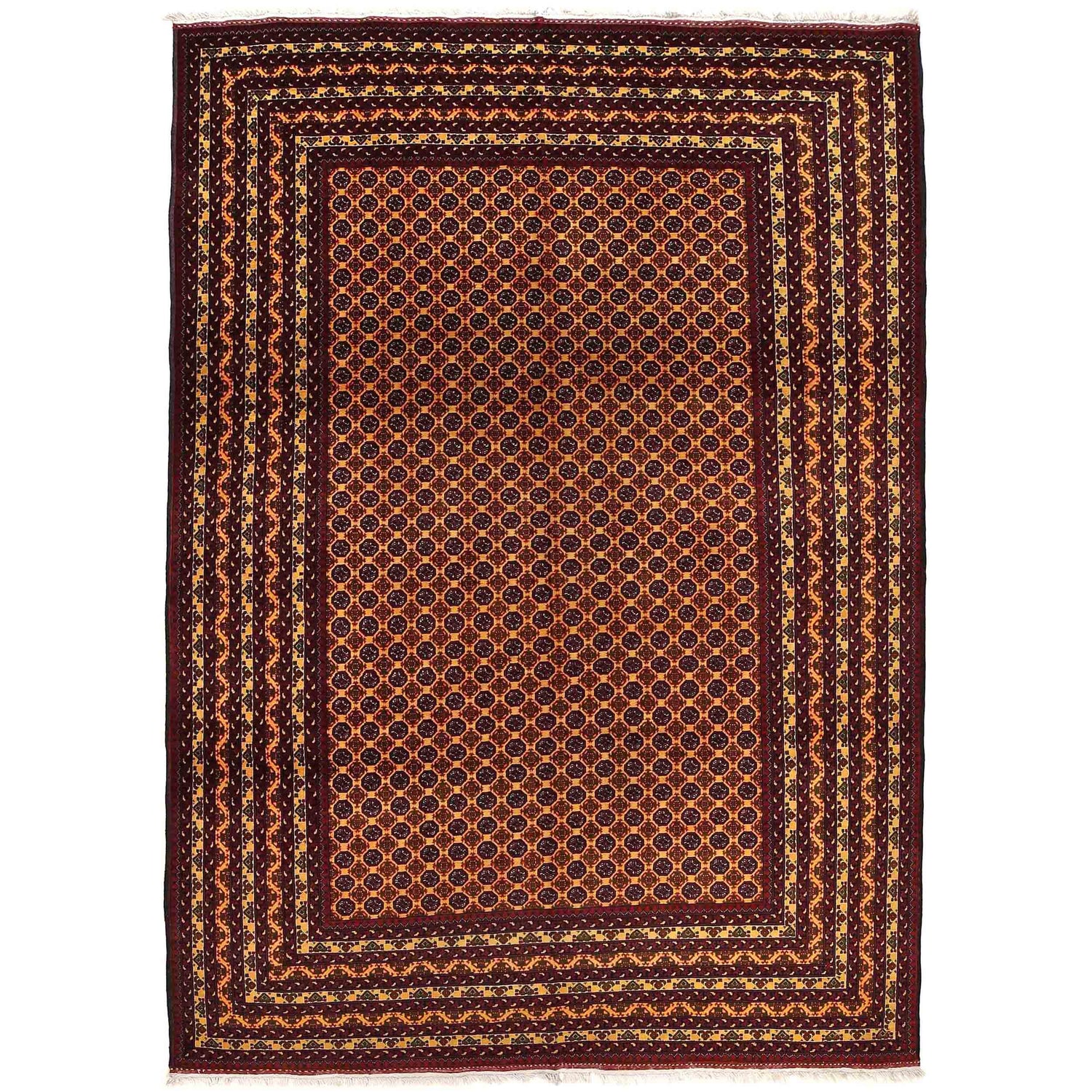 Khoja Roshnai Area Rug Handmade Orange Floral 7x10 ft