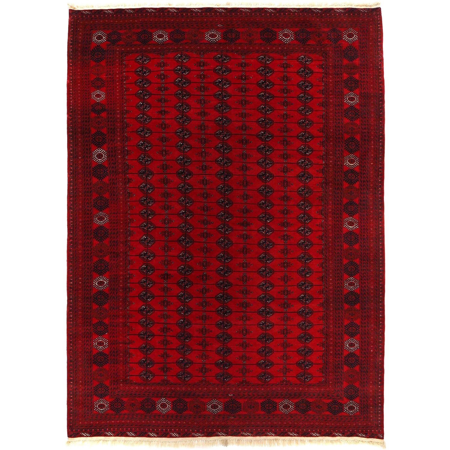 Bokhara Rug Handmade Vibrant Red Medallion 7x10 ft