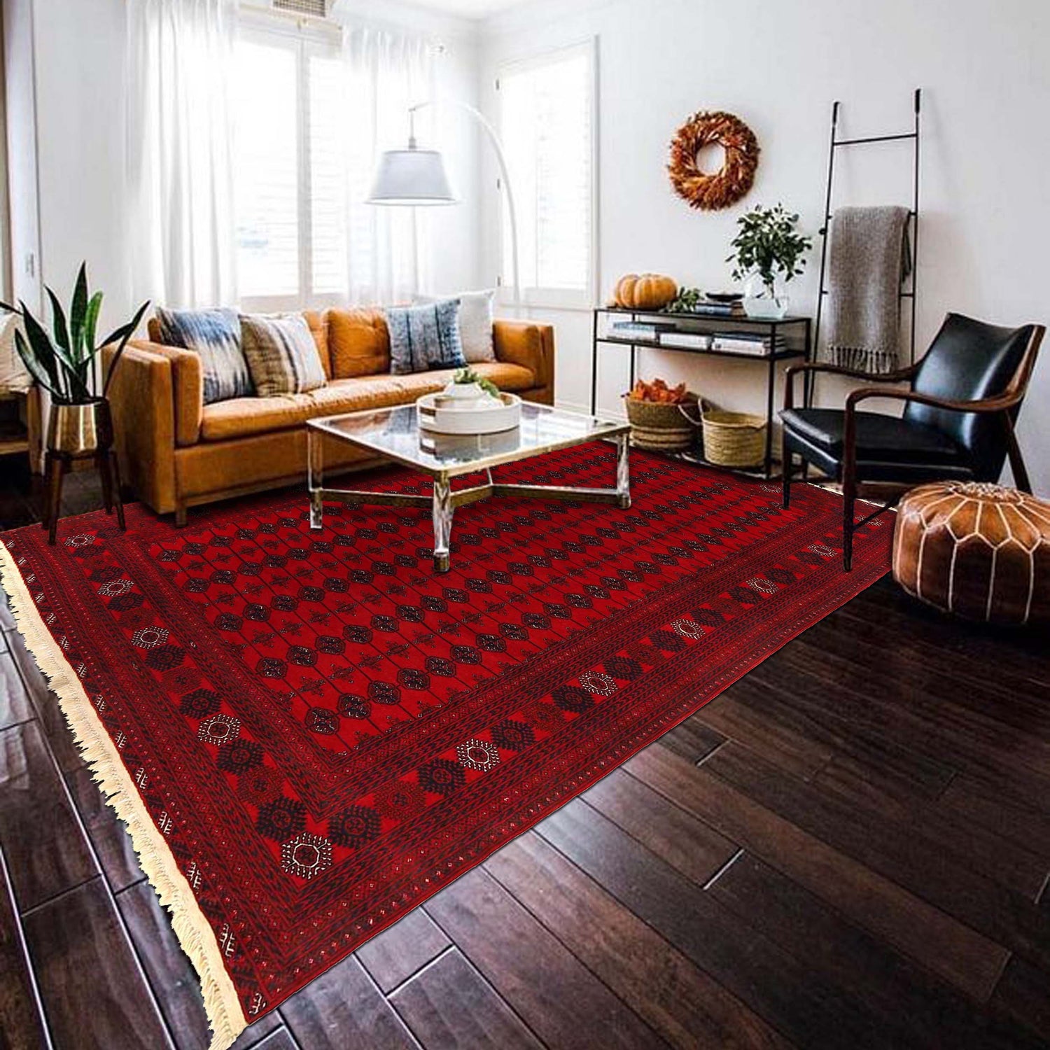 Bokhara Rug Handmade Vibrant Red Medallion 7x10 ft