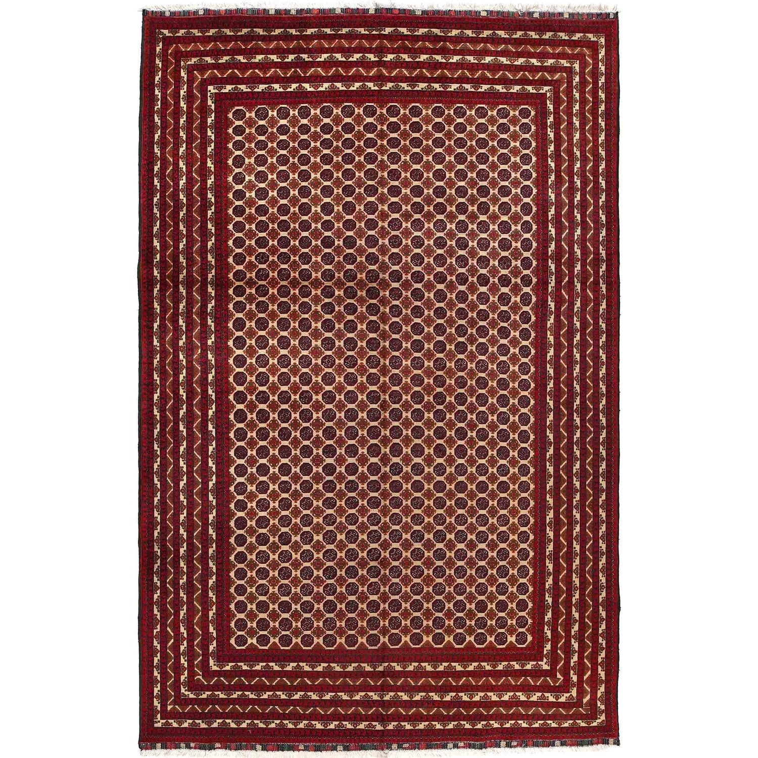 Khoja Roshnai Area Rug Handmade Beige Floral 7x10 ft