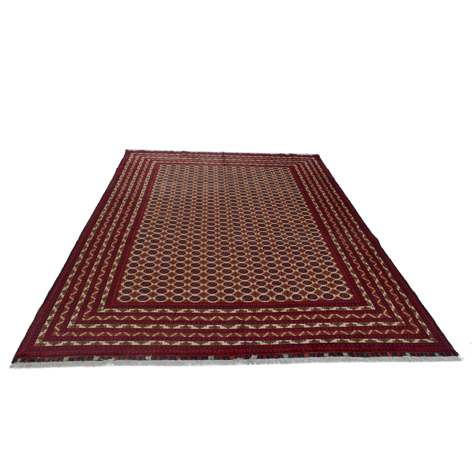 Khoja Roshnai Area Rug Handmade Beige Floral 7x10 ft