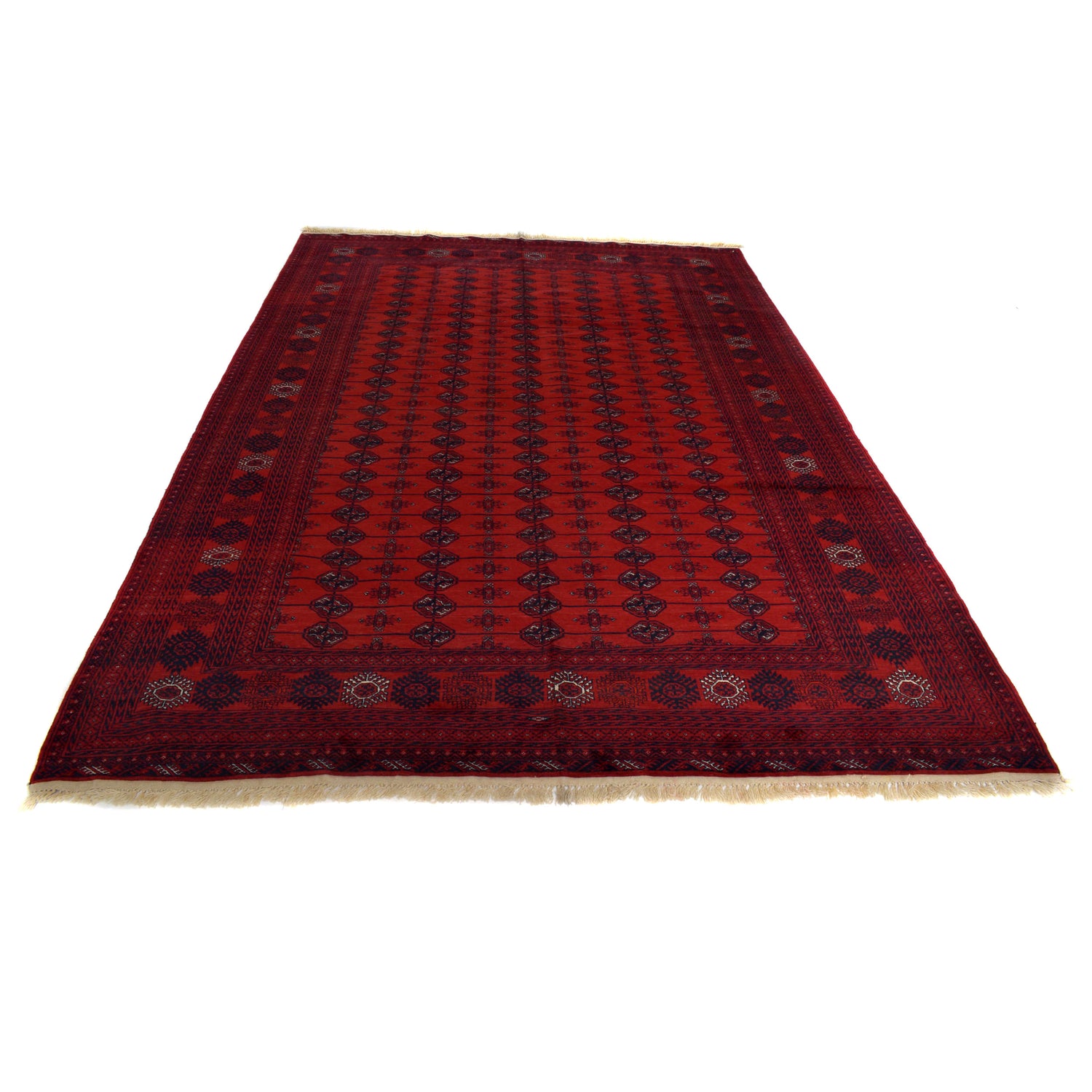Bokhara Rug Handmade Vibrant Red Medallion 7x10 ft