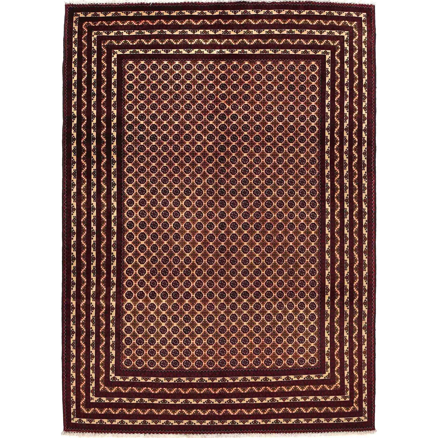 Khoja Roshnai Area Rug Handmade Beige Floral 7x10 ft